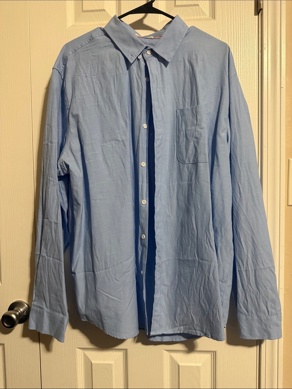 Men's Light Blue Button-Up Shirt - Classic Long Sleeve - Sz XXL